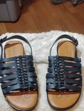 new easy street sandals womens 9 1/2 m cobalt blue shoes flats